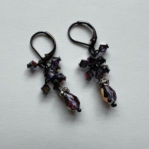 Iridescent Glass Bead Dangle Earrings